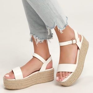 Lulus Corsa White Epadrille Flatform Sandals